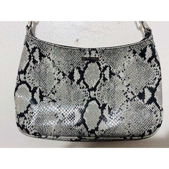Vintage 90s Nine West Silver Chain Strap Mini Shoulder Bag Python Print - Picture 3 of 7